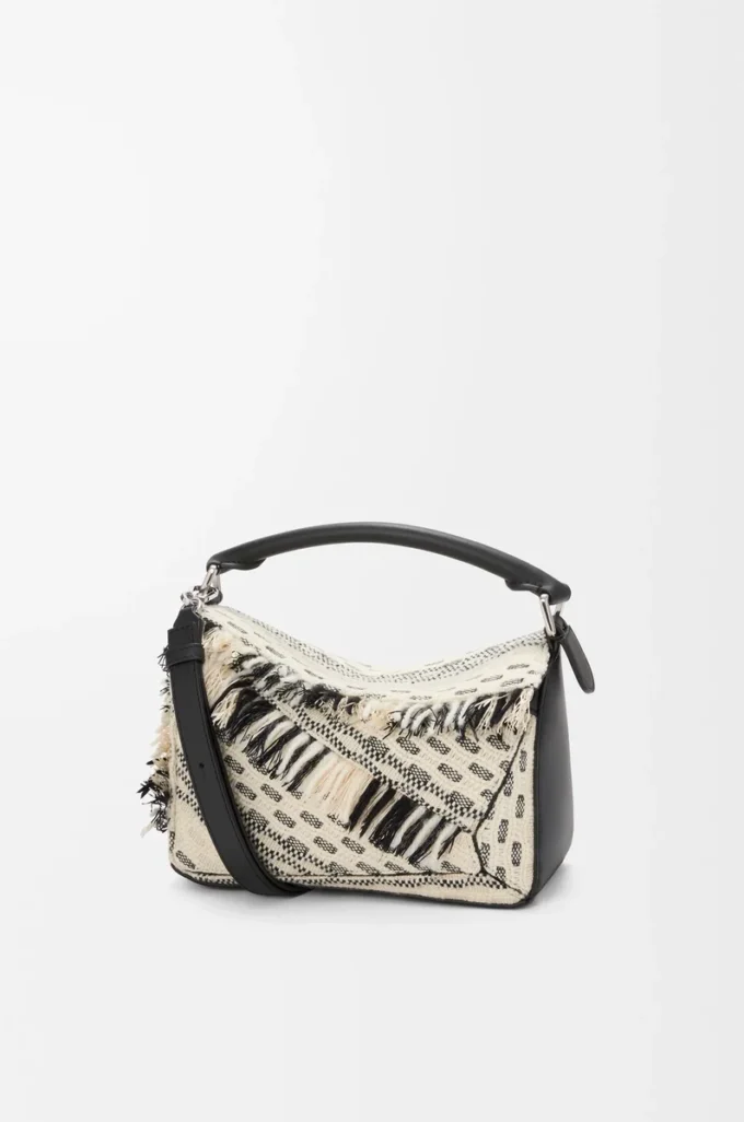 Bolso Puzzle pequeño en tejido textil negro/blanco Bolso Puzzle pequeño en tejido textil negro/blanco
