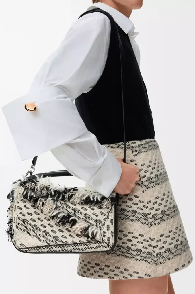 Bolso Puzzle pequeño en tejido textil negro/blanco Bolso Puzzle pequeño en tejido textil negro/blanco