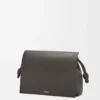 Bolso satchel Flamenco en piel de becerro flexible y brillante Gris oscuro Bolso satchel Flamenco en piel de becerro flexible y brillante Gris oscuro