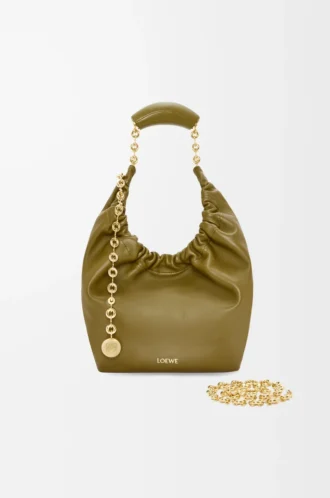 Bolso Squeeze pequeño en suave piel de cordero napa Oliva