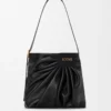 Bolso tote drapeado en suave piel de cordero napa Negro Bolso tote drapeado en suave piel de cordero napa Negro