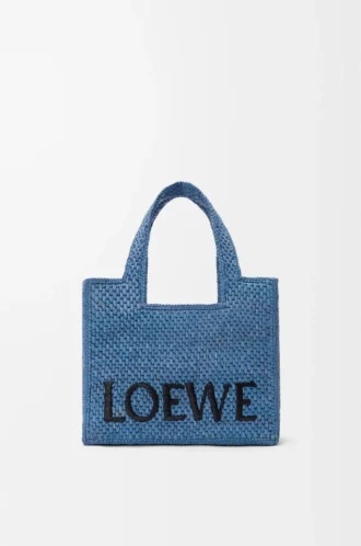 Bolso tote LOEWE Font pequeño en rafia azul claro