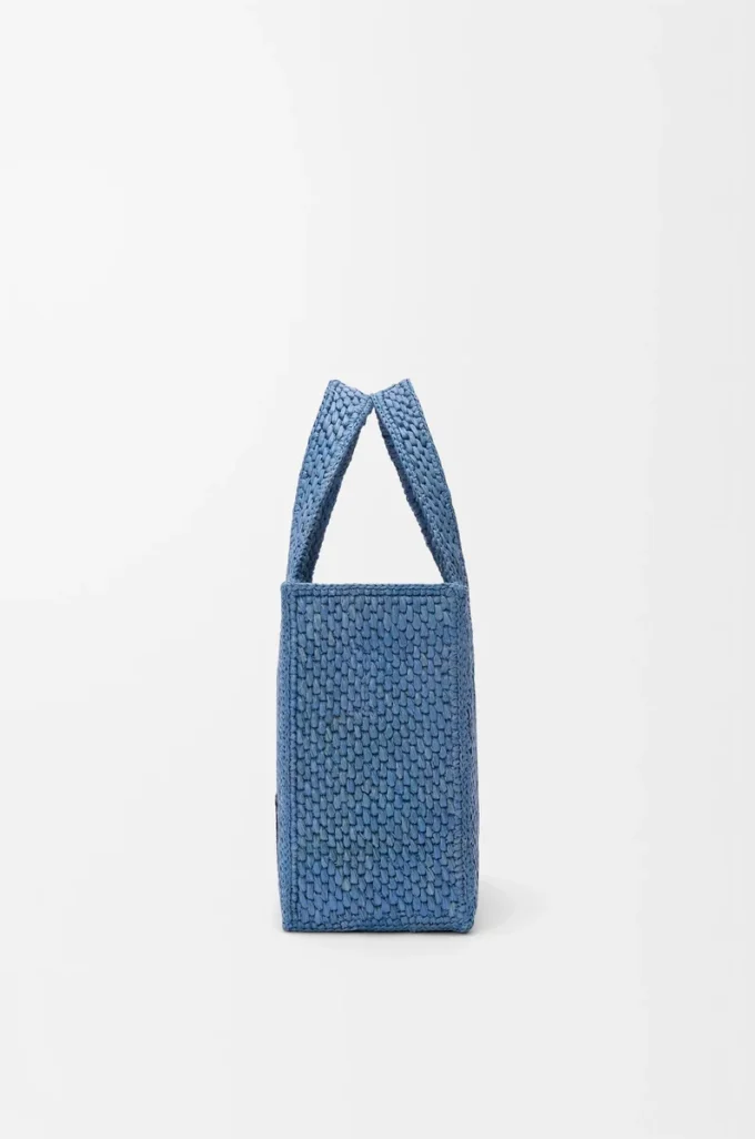 Bolso tote LOEWE Font pequeño en rafia azul claro Bolso tote LOEWE Font pequeño en rafia azul claro