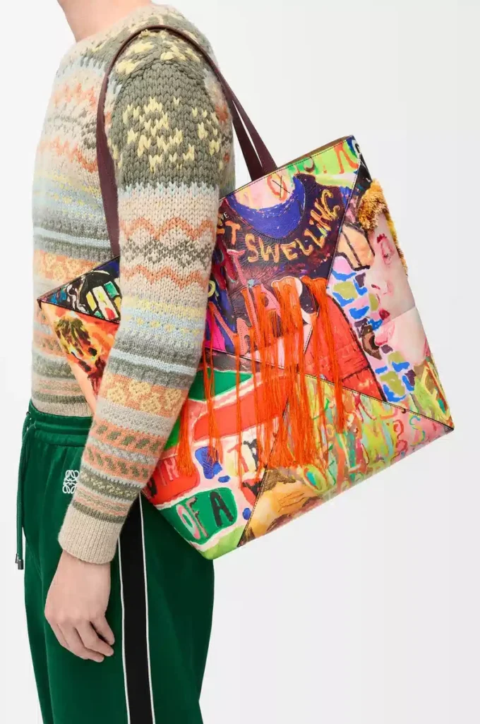 Bolso tote Puzzle Fold XL en piel de becerro clásica Burdeos oscuro/Multicolor Bolso tote Puzzle Fold XL en piel de becerro clásica Burdeos oscuro/Multicolor