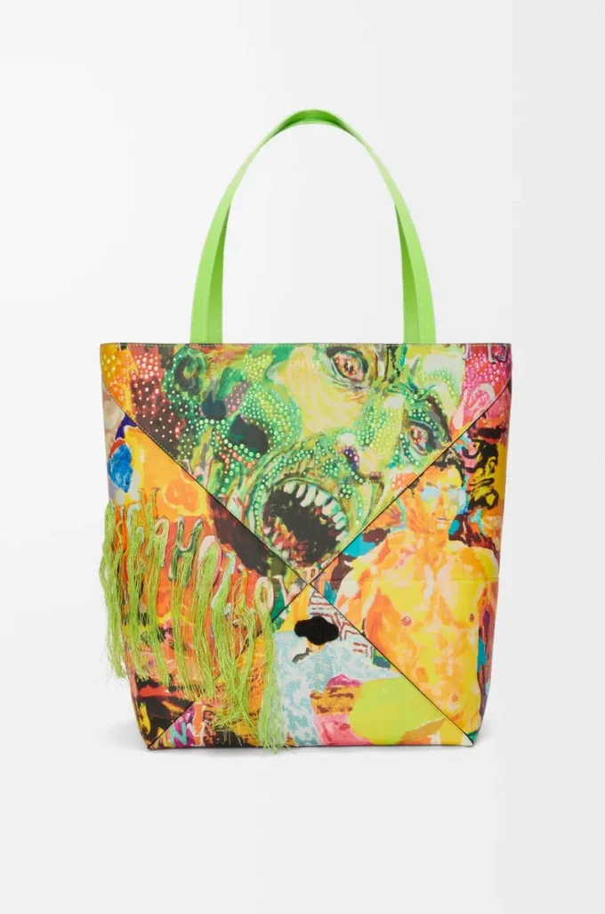 Bolso tote Puzzle Fold XL en piel de becerro clásica Verde vivo/Multicolor Bolso tote Puzzle Fold XL en piel de becerro clásica Verde vivo/Multicolor