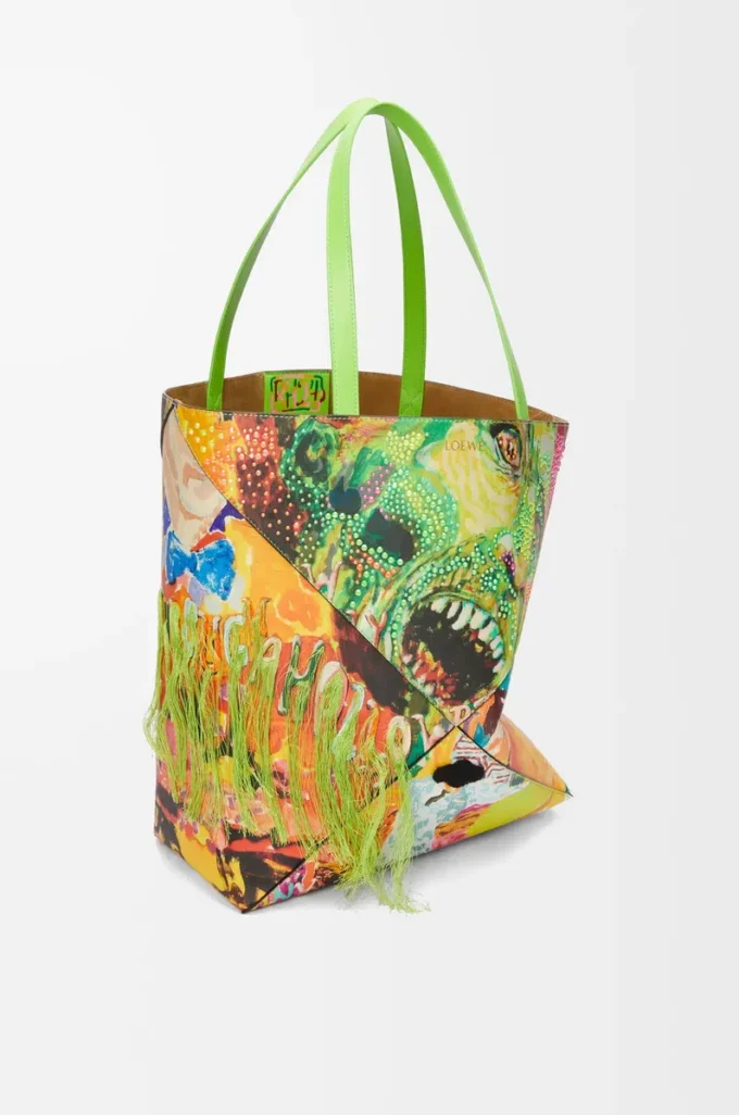 Bolso tote Puzzle Fold XL en piel de becerro clásica Verde vivo/Multicolor Bolso tote Puzzle Fold XL en piel de becerro clásica Verde vivo/Multicolor