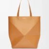 Bolso tote XL Puzzle Fold en piel de becerro brillante Warm Desert