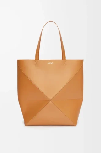 Bolso tote XL Puzzle Fold en piel de becerro brillante Warm Desert