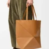 Bolso tote XL Puzzle Fold en piel de becerro brillante Warm Desert