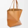 Bolso tote XL Puzzle Fold en piel de becerro brillante Warm Desert