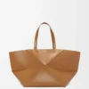 Bolso tote XXL Puzzle Fold en piel de becerro brillante Oak