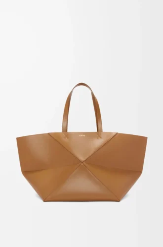 Bolso tote XXL Puzzle Fold en piel de becerro brillante Oak