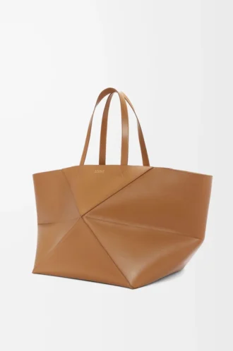 Bolso tote XXL Puzzle Fold en piel de becerro brillante Oak