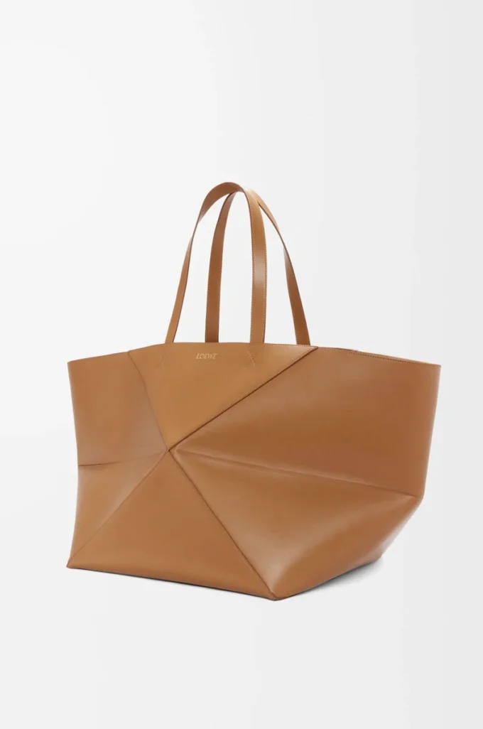 Bolso tote XXL Puzzle Fold en piel de becerro brillante Oak