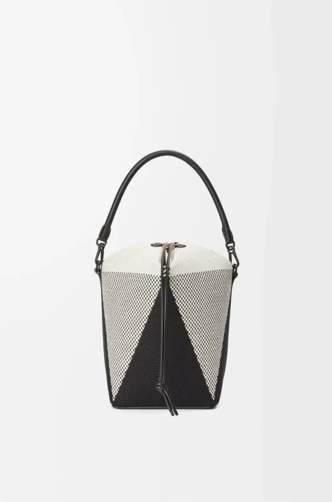 Bolso Treasure Bako en jacquard de lona y piel de becerro Natural/Negro Bolso Treasure Bako en jacquard de lona y piel de becerro Natural/Negro