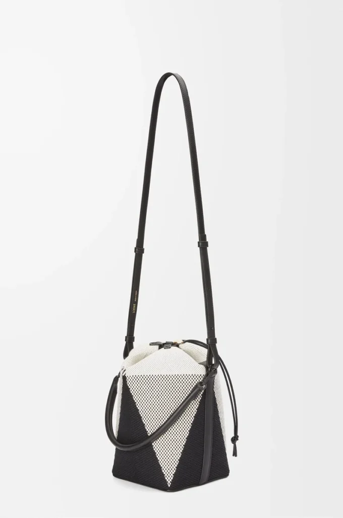 Bolso Treasure Bako en jacquard de lona y piel de becerro Natural/Negro Bolso Treasure Bako en jacquard de lona y piel de becerro Natural/Negro