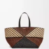 Bolso XXL Puzzle Fold en rafia Natural/Miel dorada Bolso XXL Puzzle Fold en rafia Natural/Miel dorada