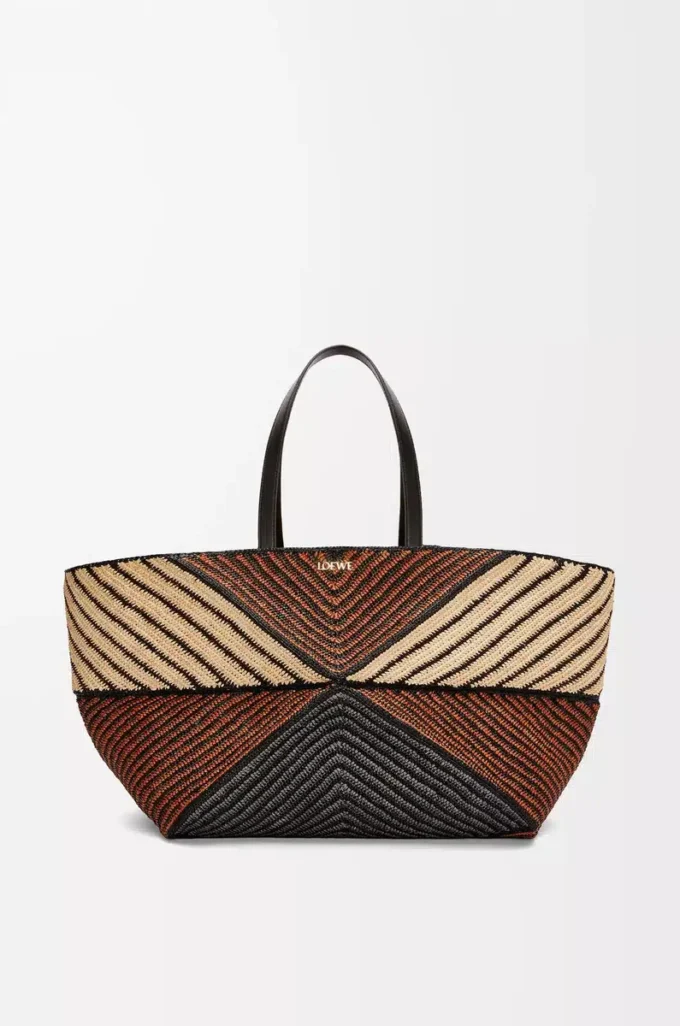 Bolso XXL Puzzle Fold en rafia Natural/Miel dorada Bolso XXL Puzzle Fold en rafia Natural/Miel dorada