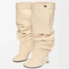 Botas por encima de la rodilla Toy en piel de cordero napa Oat Milk Botas por encima de la rodilla Toy en piel de cordero napa Oat Milk