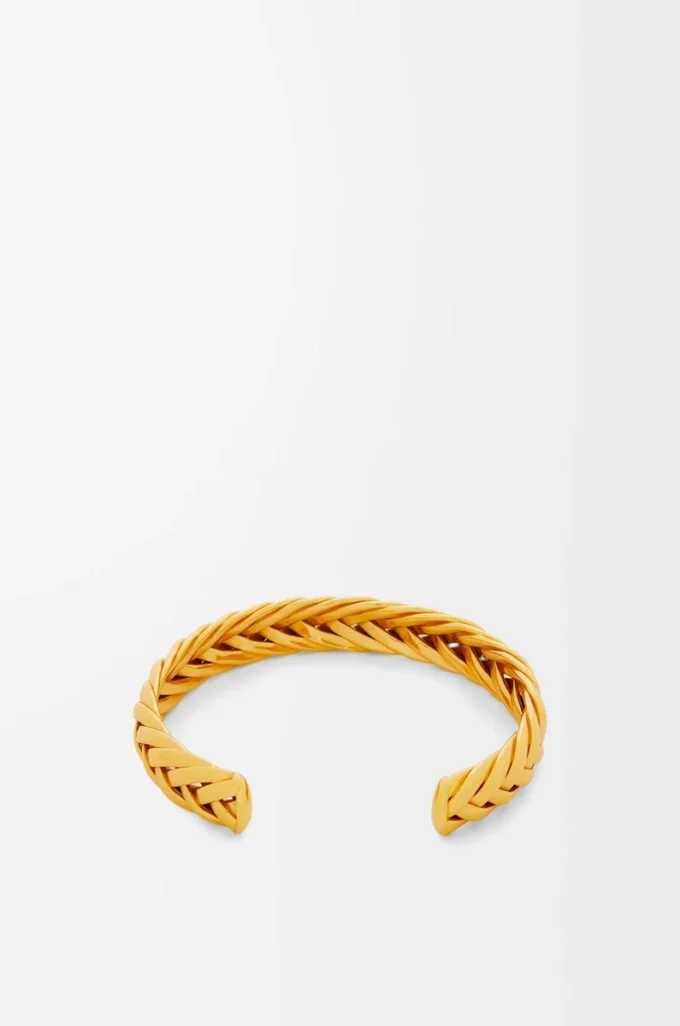 Brazalete fino trenzado en plata de ley Oro Brazalete fino trenzado en plata de ley Oro