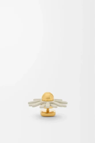 Broche de flor en piel de becerro Blanco