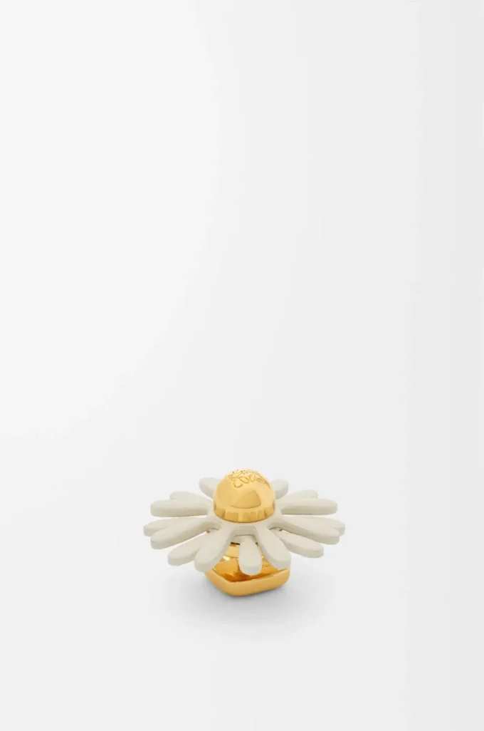 Broche de flor en piel de becerro Blanco