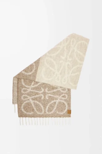 Bufanda Anagram en alpaca y lana Beige/Blanco