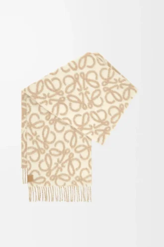 Bufanda Anagram en mezcla de alpaca y lana Beige/Blanco