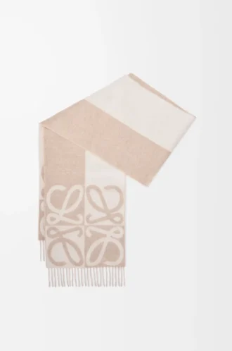 Bufanda de lana y cachemira Beige/Crudo