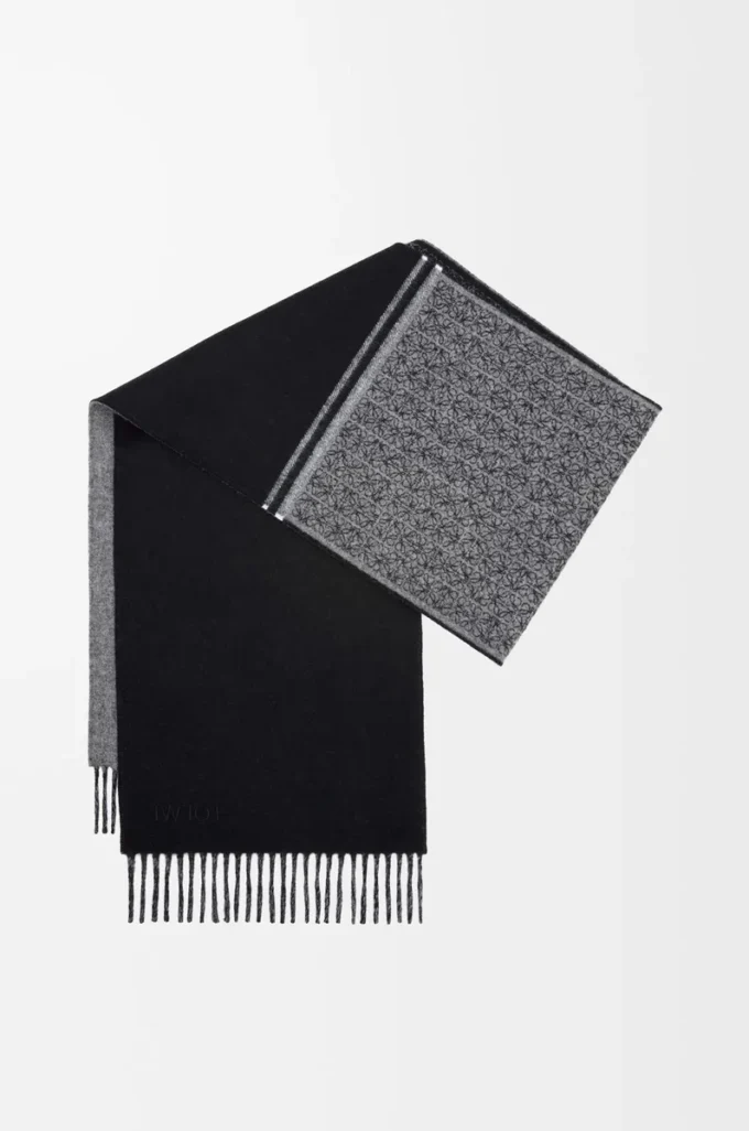 Bufanda de lana y cachemira Negro/Gris Bufanda de lana y cachemira Negro/Gris