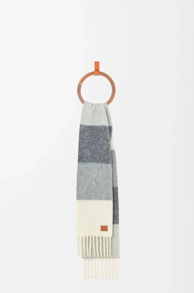 Bufanda de mezcla de alpaca y lana Gris/Blanco Bufanda de mezcla de alpaca y lana Gris/Blanco