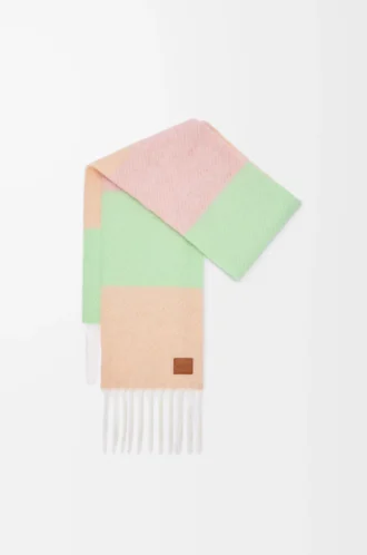 Bufanda de mezcla de alpaca y lana Melocotón/Matcha/Rosa
