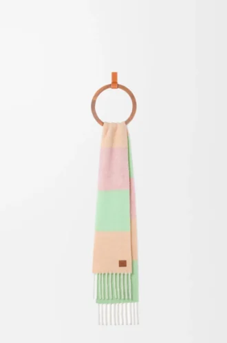 Bufanda de mezcla de alpaca y lana Melocotón/Matcha/Rosa