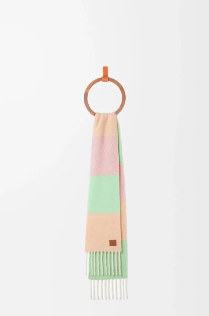 Bufanda de mezcla de alpaca y lana Melocotón/Matcha/Rosa Bufanda de mezcla de alpaca y lana Melocotón/Matcha/Rosa