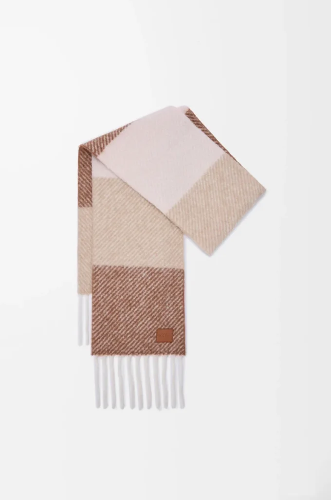Bufanda de mezcla de alpaca y lana Mocha/Beige Bufanda de mezcla de alpaca y lana Mocha/Beige