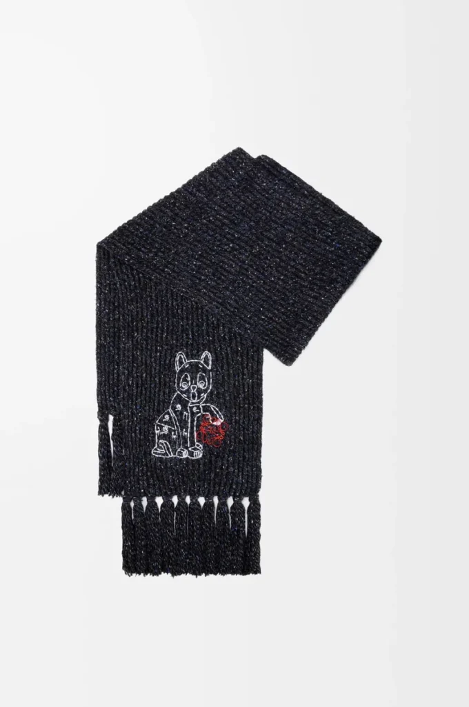 Bufanda de mezcla de lana, seda y alpaca Melange negro Bufanda de mezcla de lana, seda y alpaca Melange negro