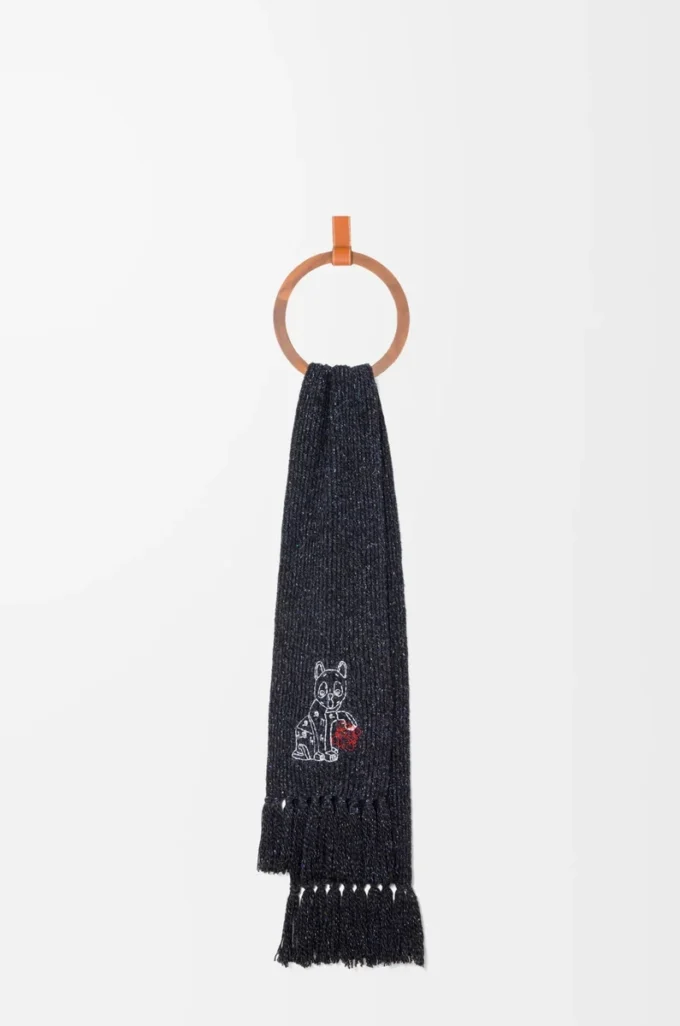 Bufanda de mezcla de lana, seda y alpaca Melange negro Bufanda de mezcla de lana, seda y alpaca Melange negro