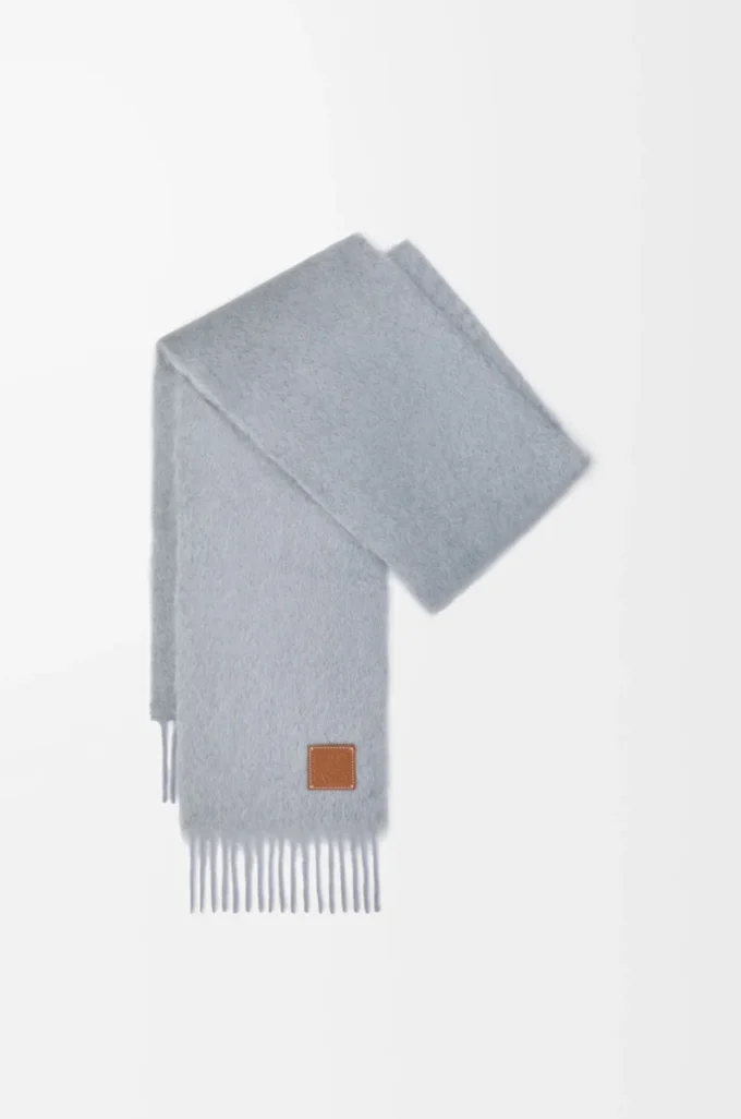 Bufanda de mohair y lana Gris claro Bufanda de mohair y lana Gris claro