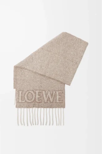 Bufanda LOEWE en mezcla de alpaca y lana Beige/Crudo
