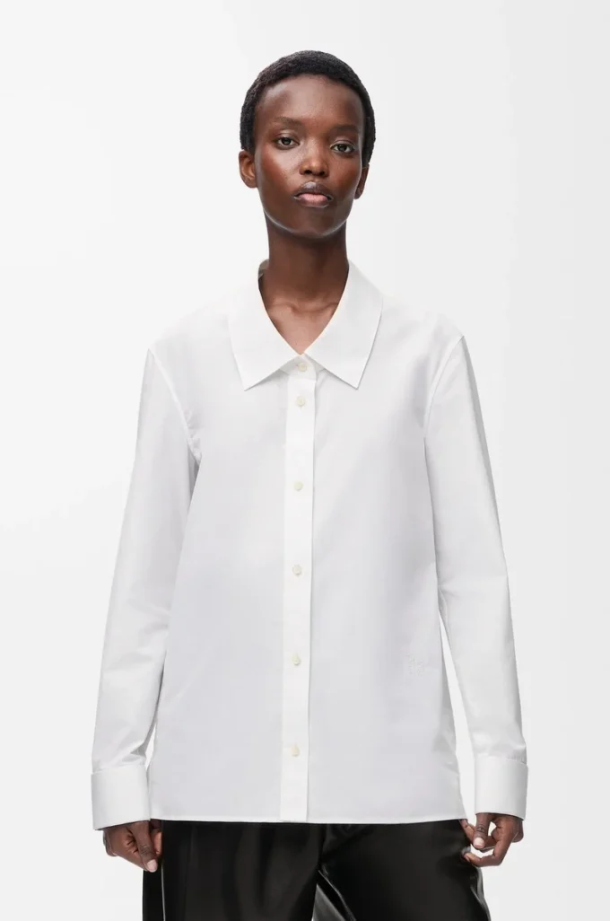 Camisa adornada de algodón Blanco