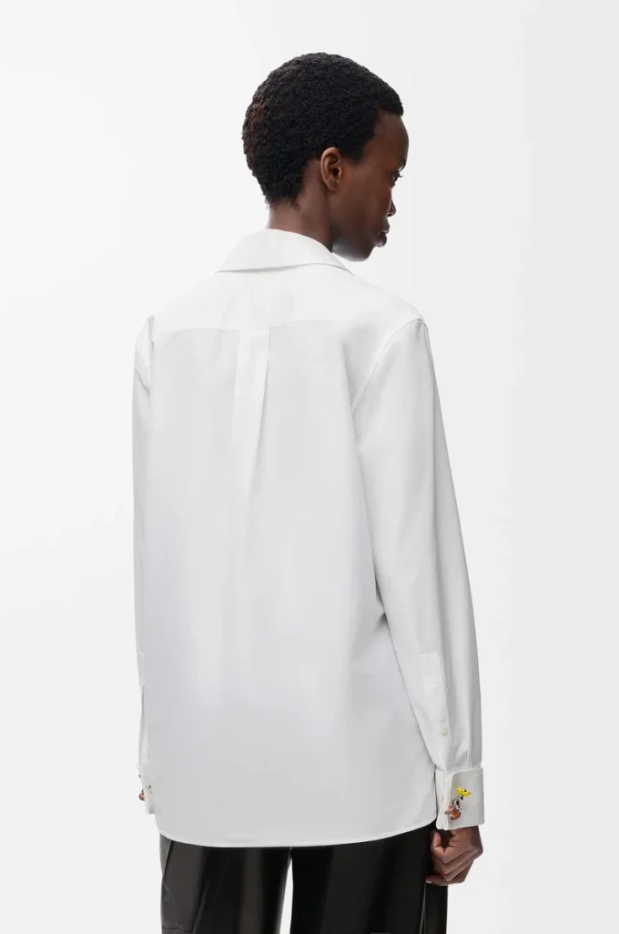 Camisa adornada de algodón Blanco
