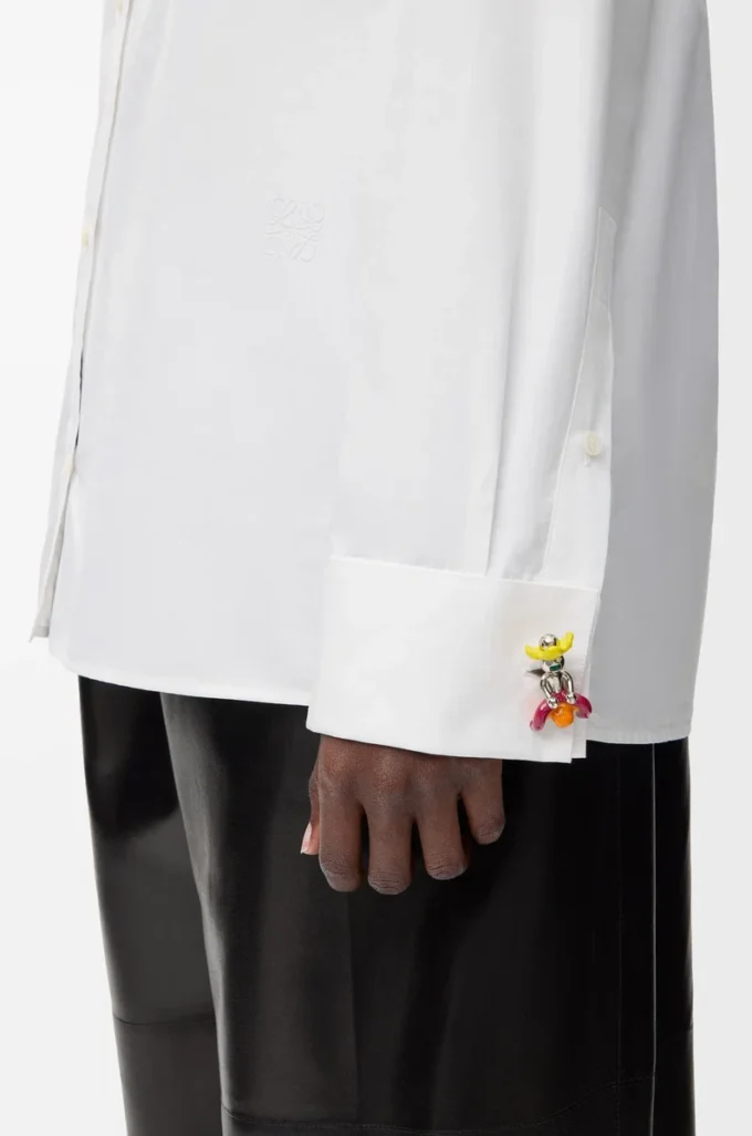Camisa adornada de algodón Blanco