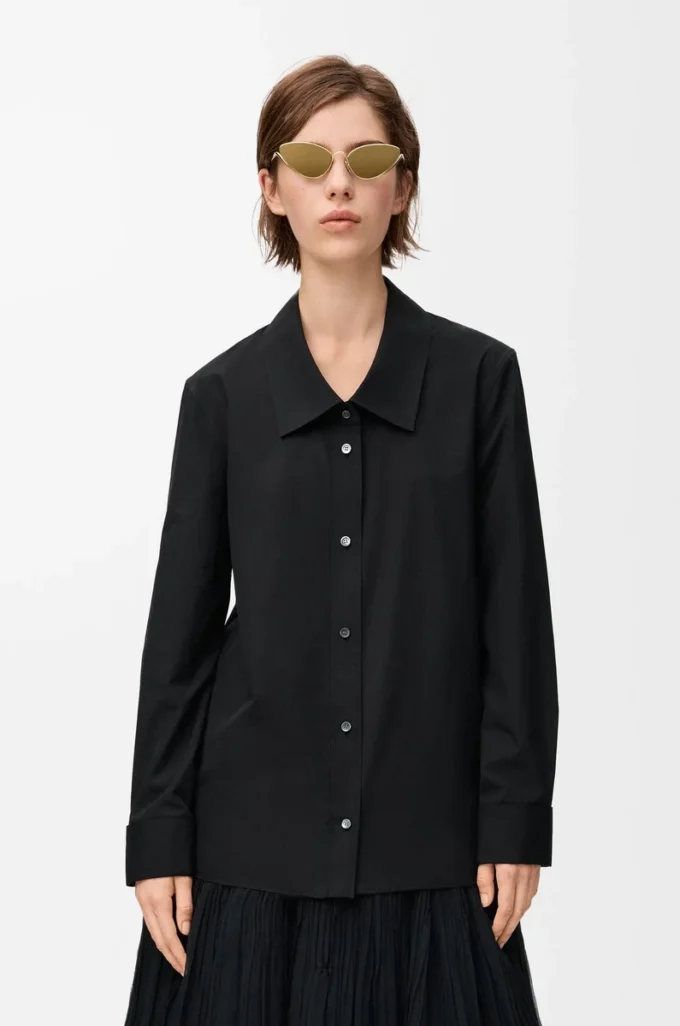 Camisa adornada de algodón negro