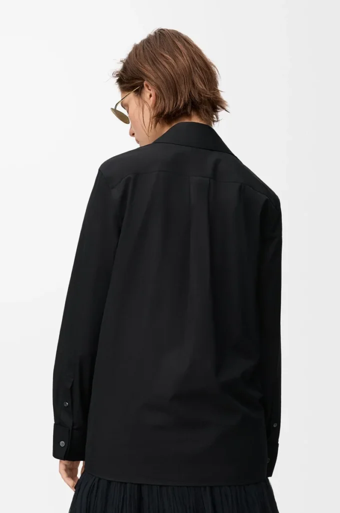 Camisa adornada de algodón negro