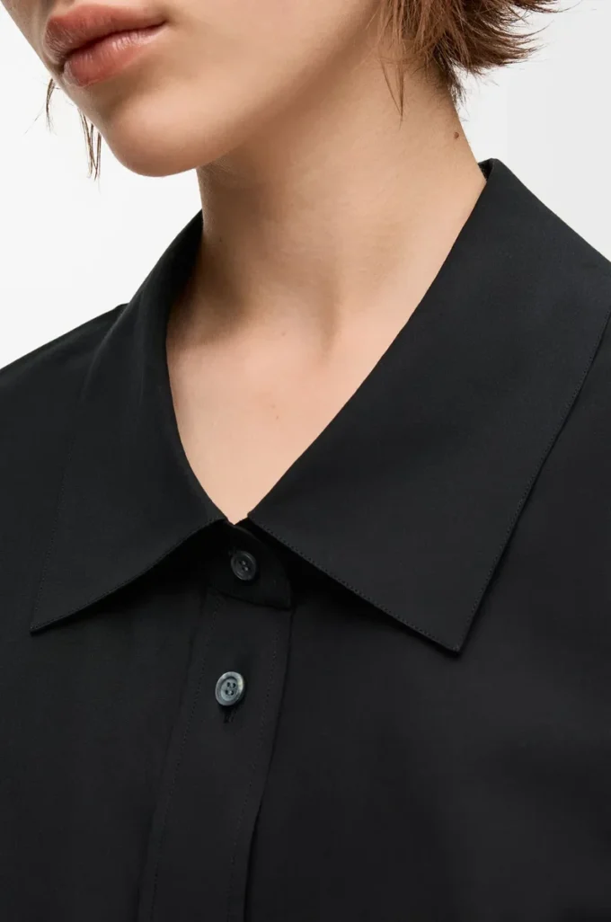 Camisa adornada de algodón negro