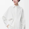 Camisa cruzada de denim Blanco