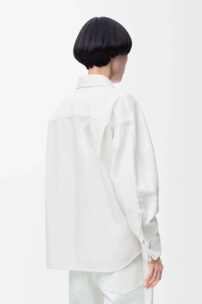 Camisa cruzada de denim Blanco