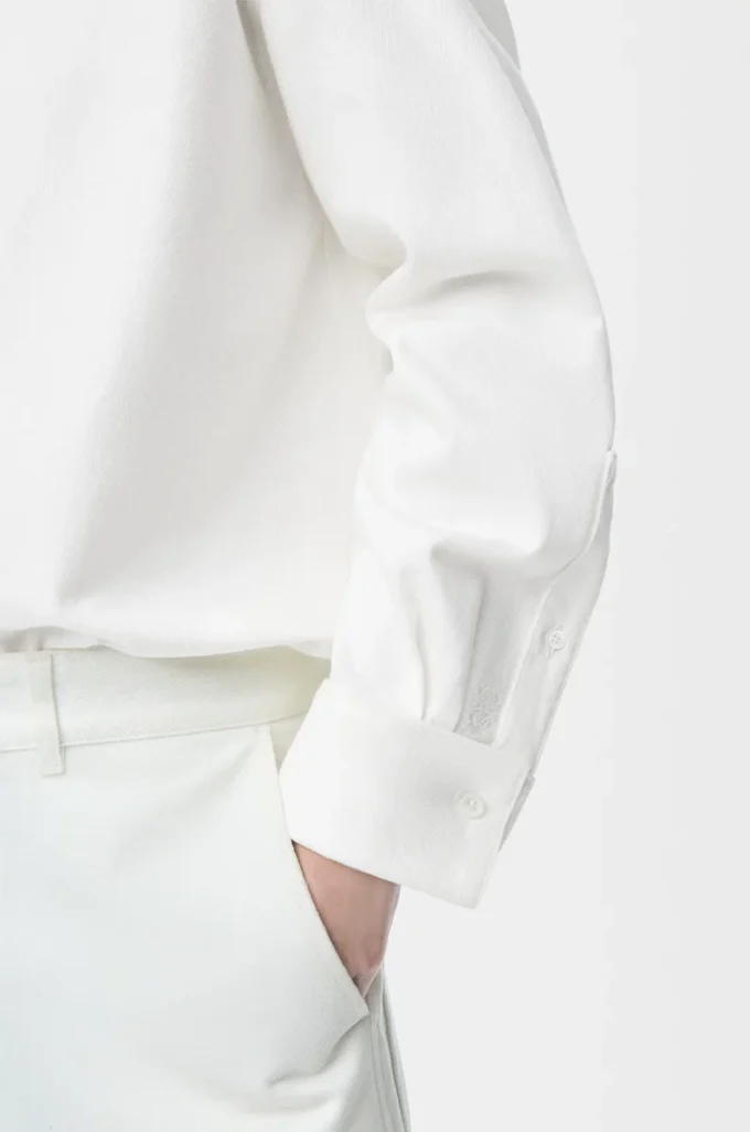 Camisa cruzada de denim Blanco