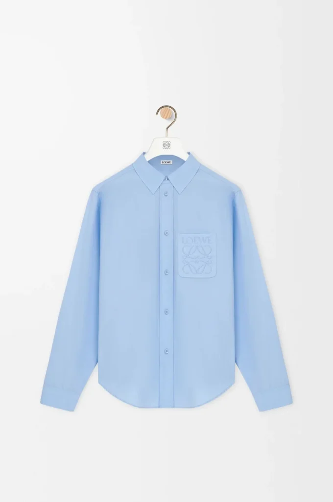 Camisa de algodón azul claro