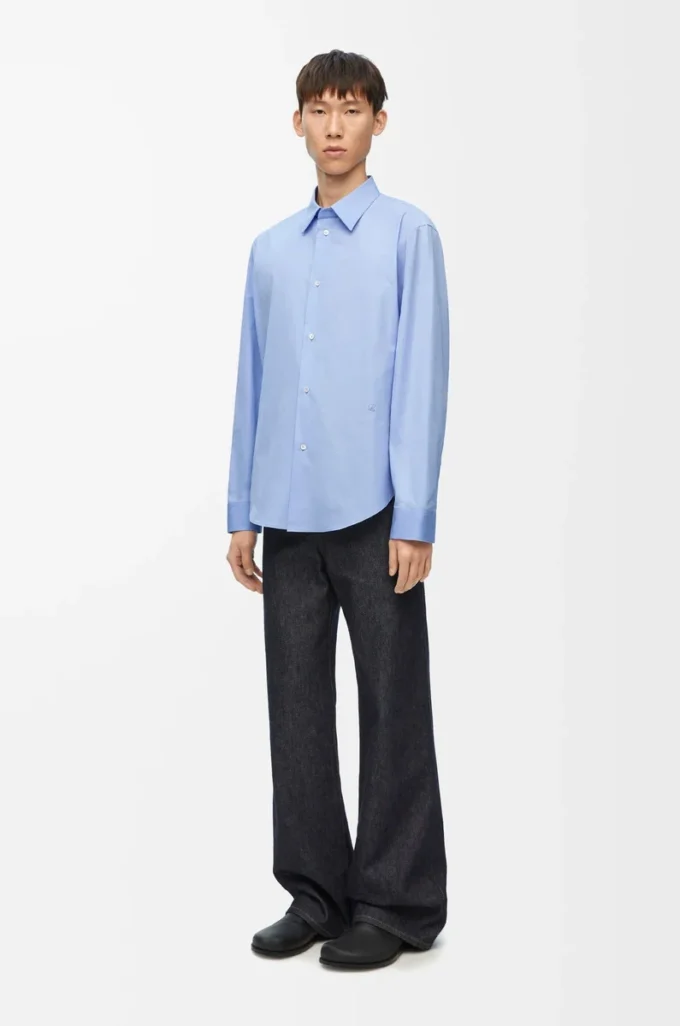 Camisa de algodón azul claro
